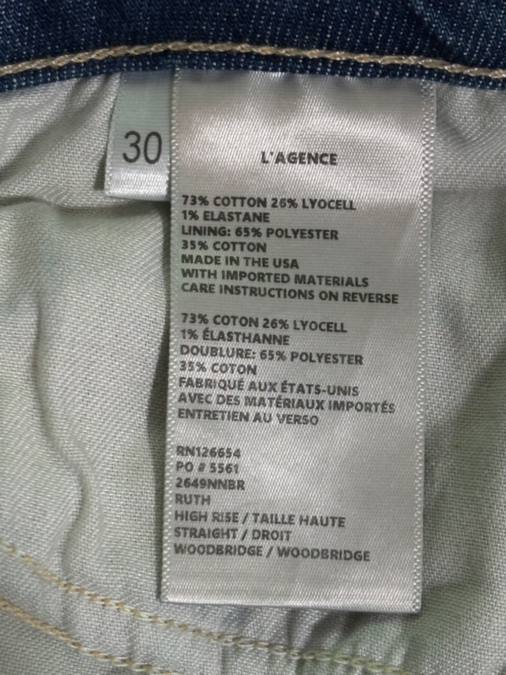 L’AGENCE Ruth high rise jeans women’s size 30 frayed raw hem with stretch comfy - Picture 7 of 11
